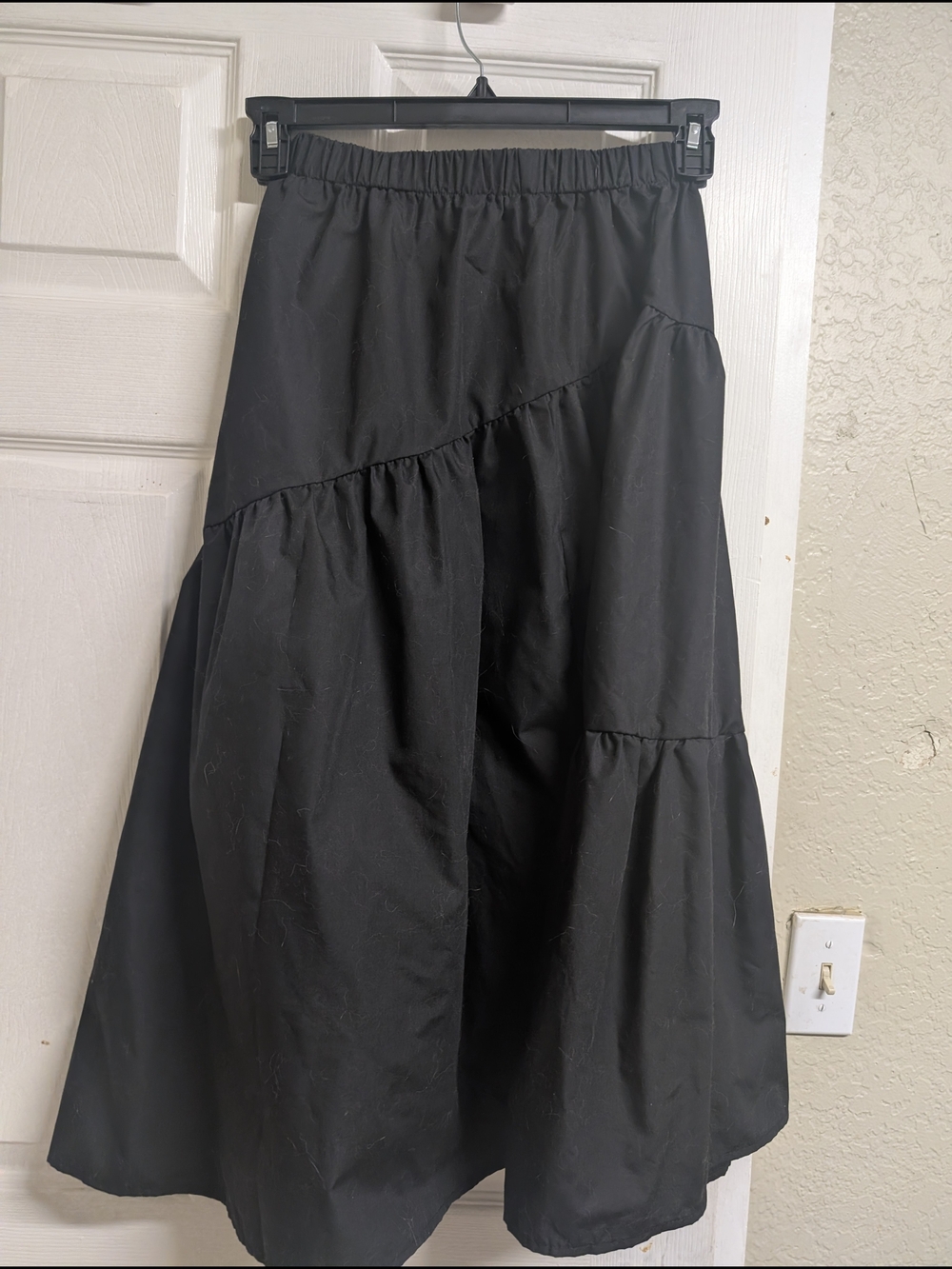 Black Tiered Maxi Skirt with Elastic Waist